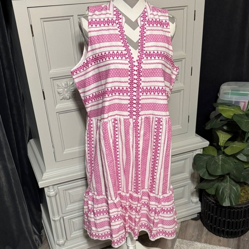 Signature by Robbie Bee Pink Patterned Sleeveless Dress Size XL